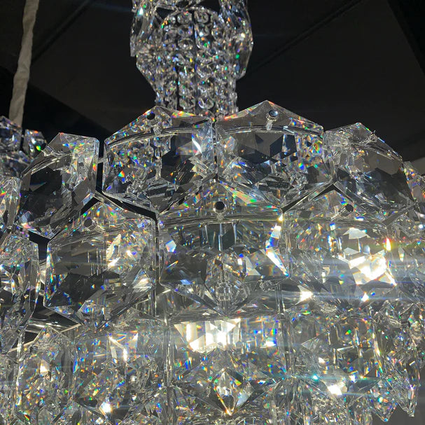 Lampadario di cristallo esagonale lineare di lusso per sala da pranzo