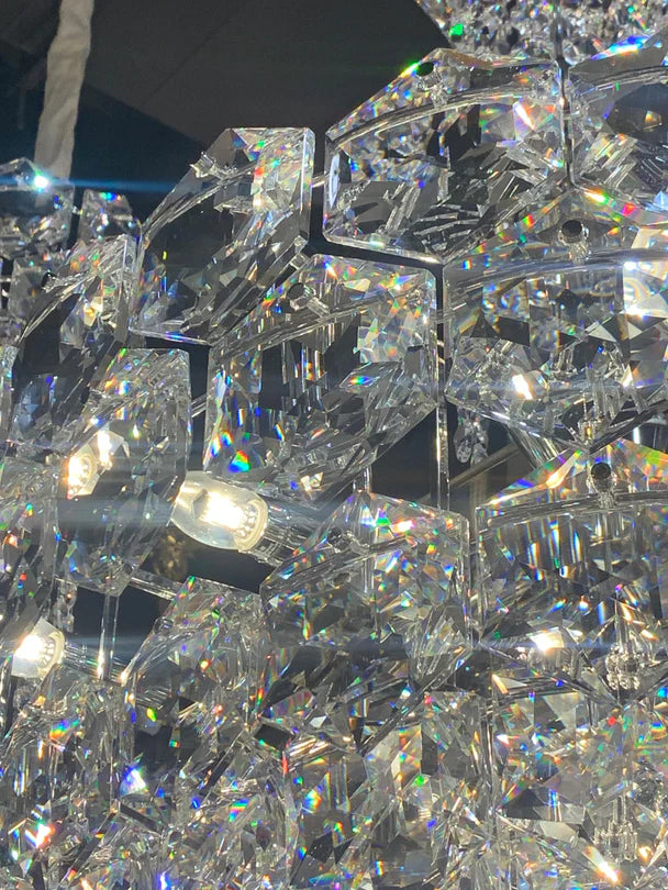 Lampadario di cristallo esagonale lineare di lusso per sala da pranzo