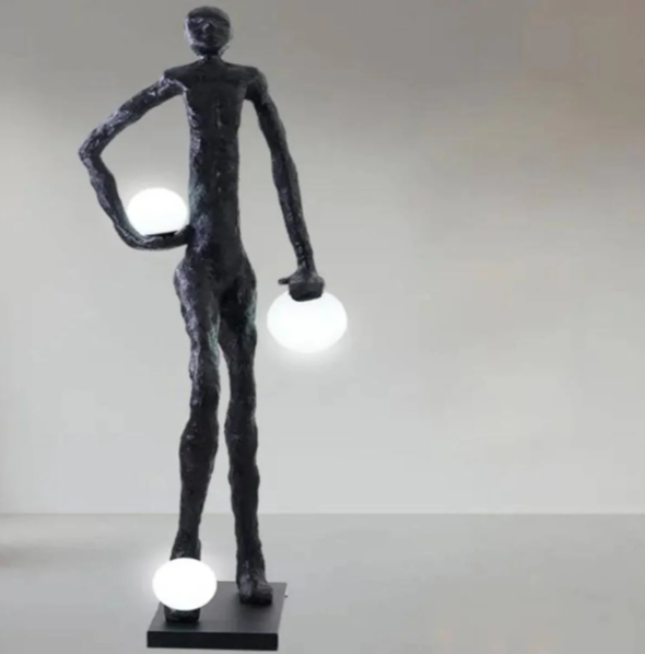Three Light Globes Footballer Floor Lamp