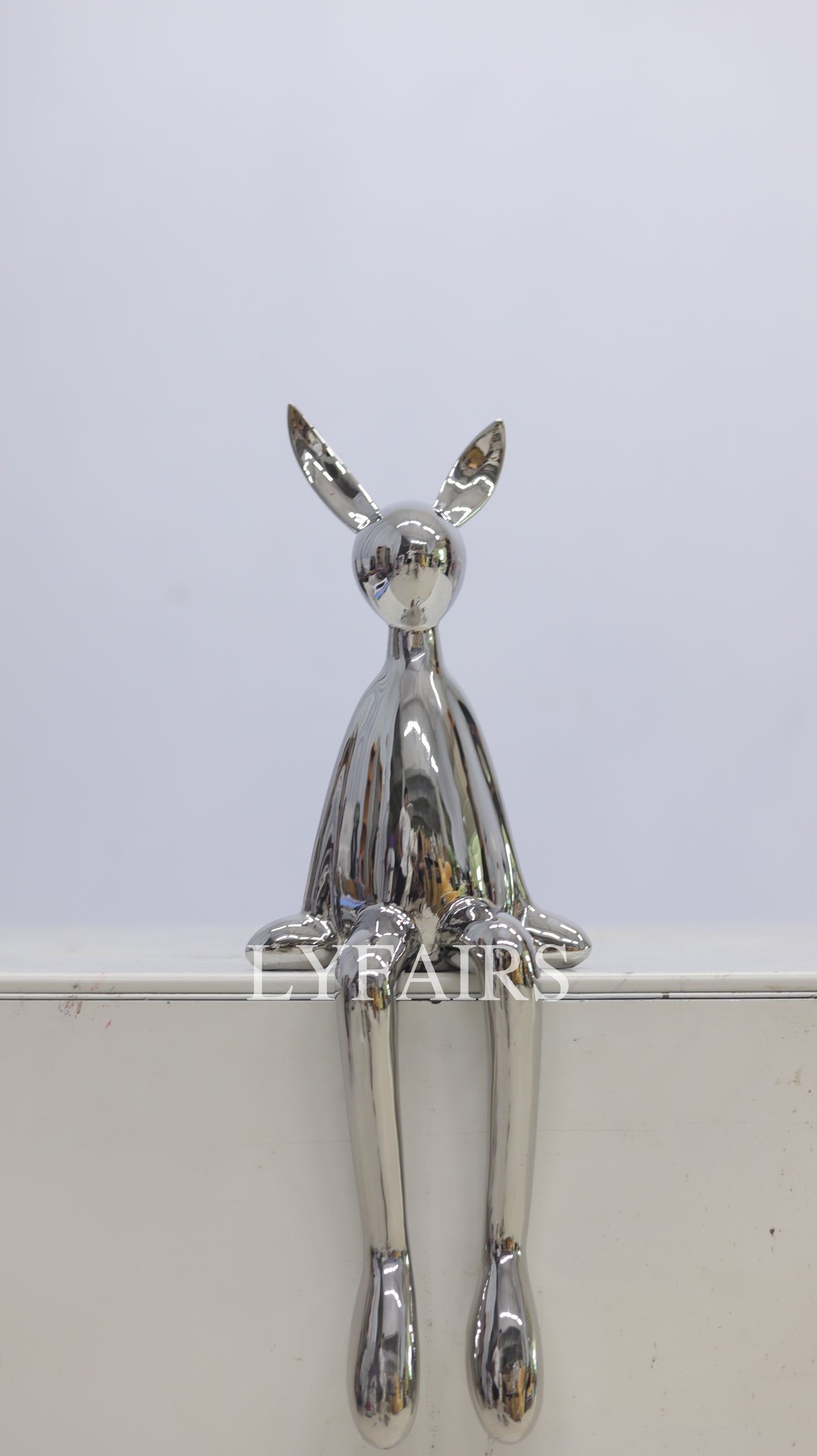 Stainless Steel Sitting Bunny Sculpture