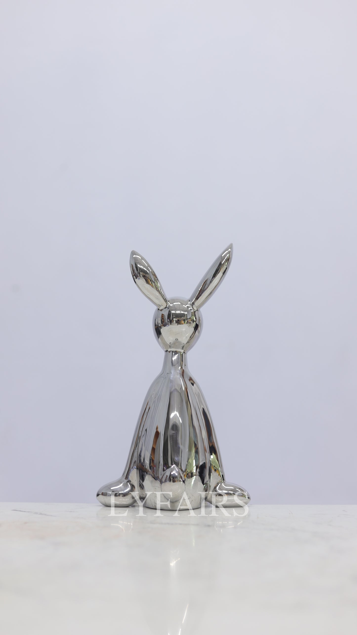 Stainless Steel Sitting Bunny Sculpture