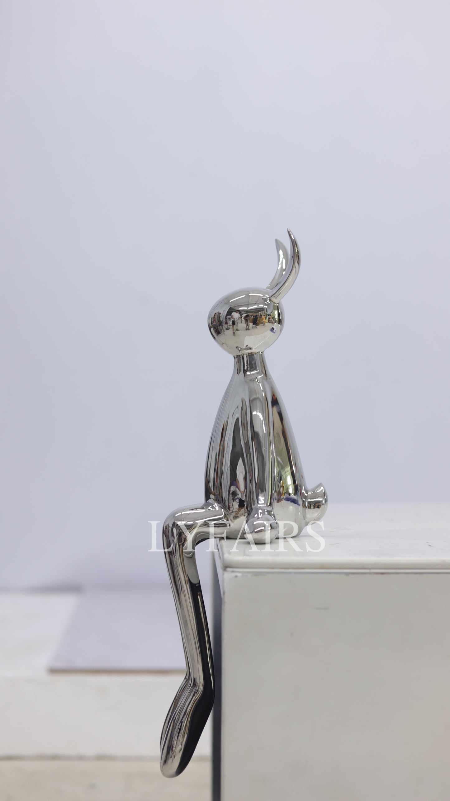 Stainless Steel Sitting Bunny Sculpture