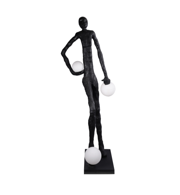 Three Light Globes Footballer Floor Lamp