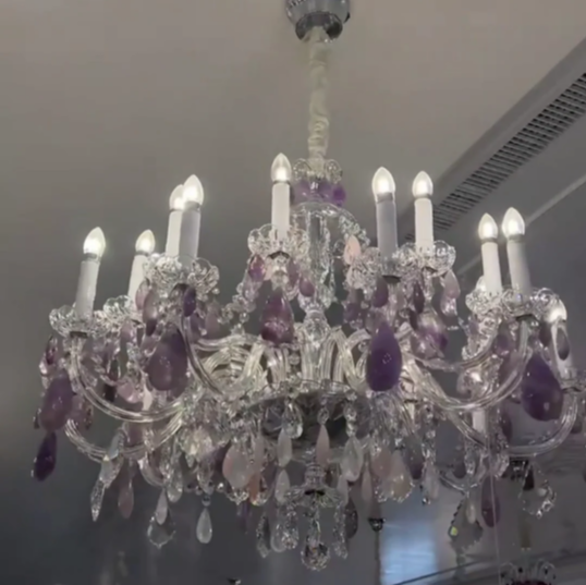 New Luxury Green/Purple Rock Crystal Chandelier for Living Room/Bedroom