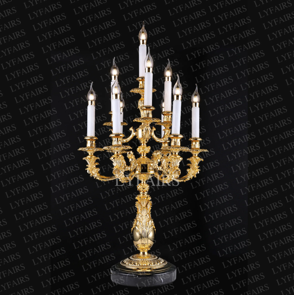 Luxury Baroque Handcrafted Solid Brass Table Lamp with 24K Gold Electroplating & Premium Lost-Wax Casting