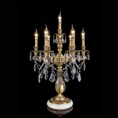 Baroque Revival Unique Patterned Antique Brass Table Lamp