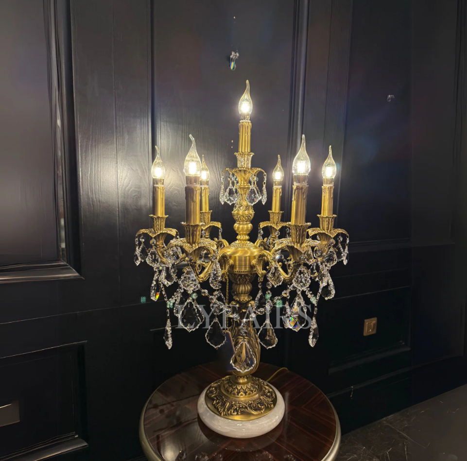 Baroque Revival Unique Patterned Antique Brass Table Lamp