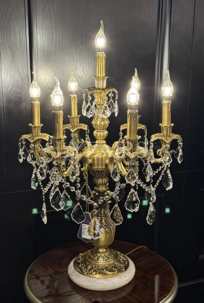 Baroque Revival Unique Patterned Antique Brass Table Lamp