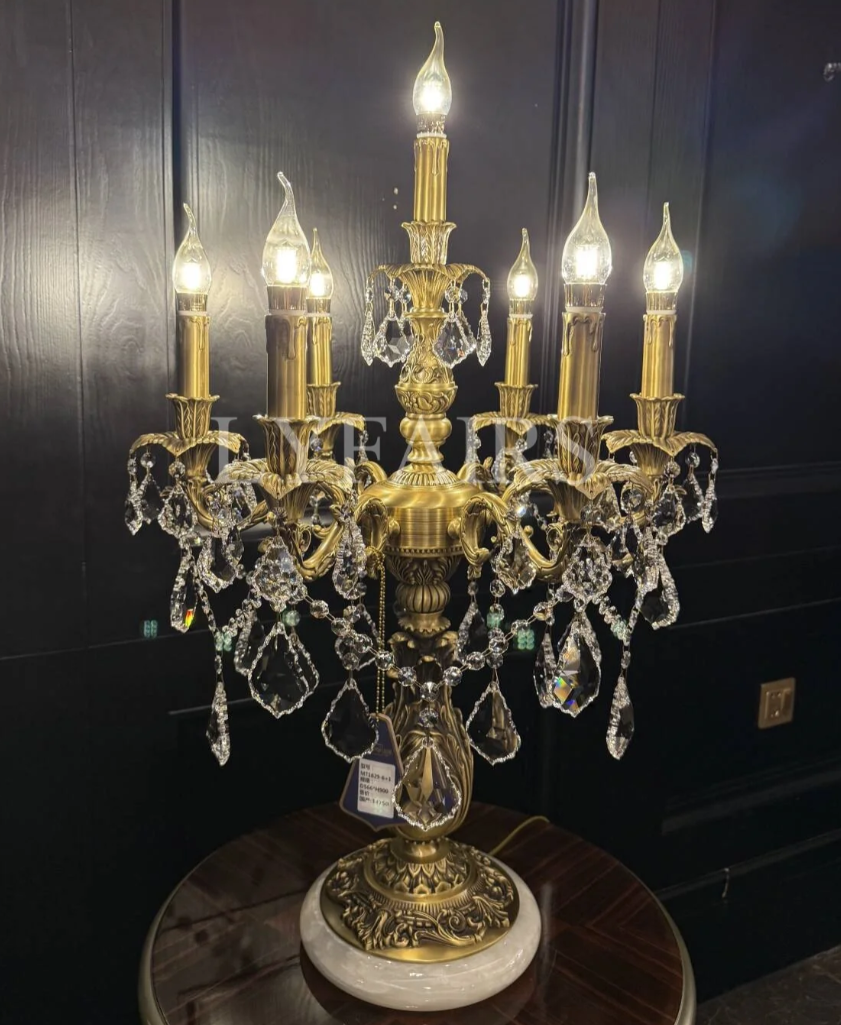 Baroque Revival Unique Patterned Antique Brass Table Lamp
