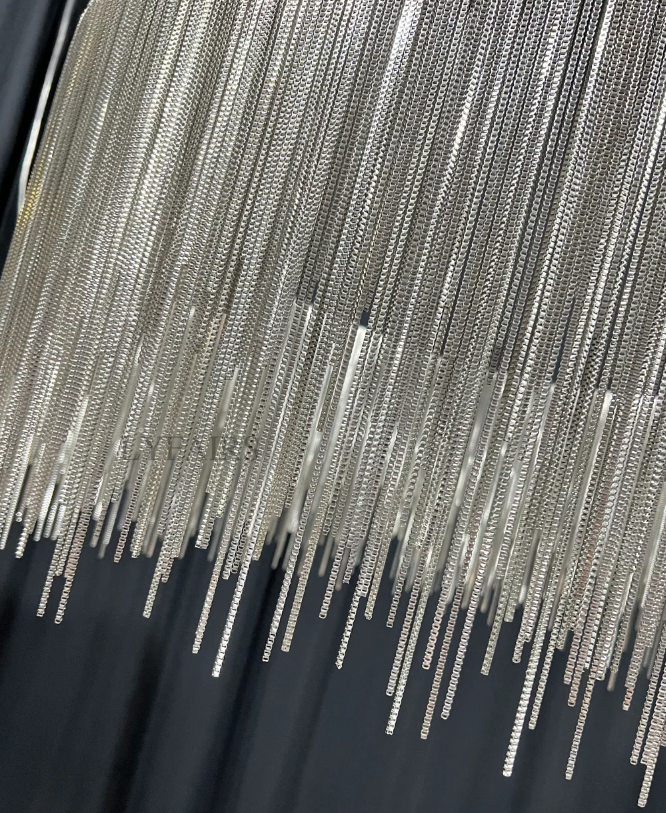 Extra Large Round Aluminum Tassel Chain Chandelier for Living/Dining Room/Villa/Duplex Hall