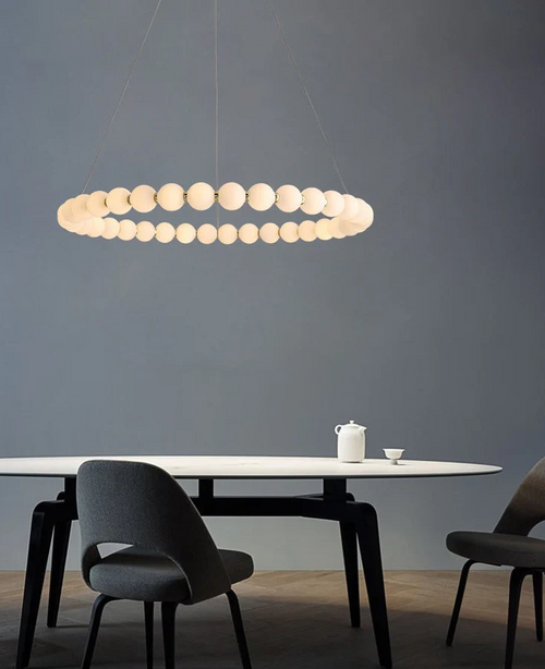 Modern Creative Acrylic Pearl Ring Loop Chandelier
