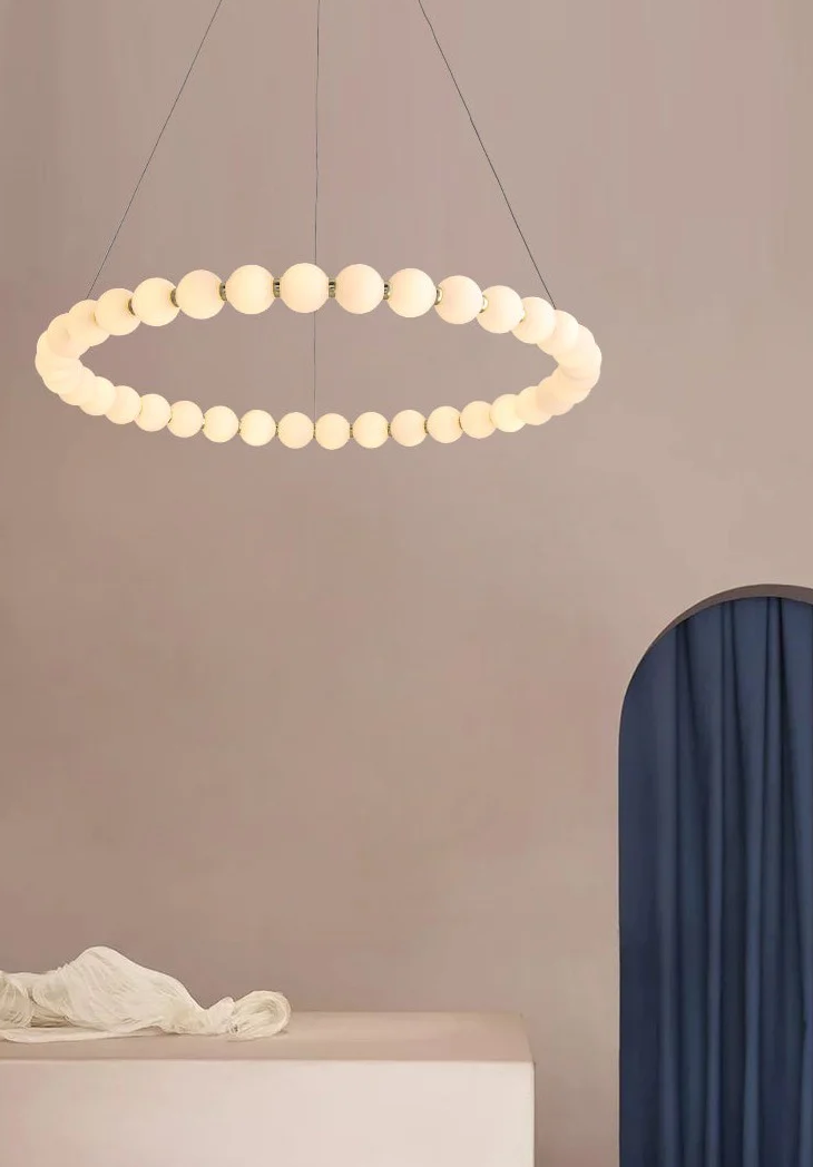 Modern Creative Acrylic Pearl Ring Loop Chandelier