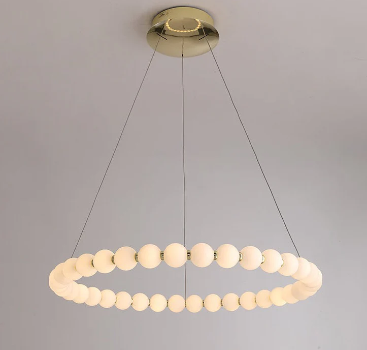 Modern Creative Acrylic Pearl Ring Loop Chandelier