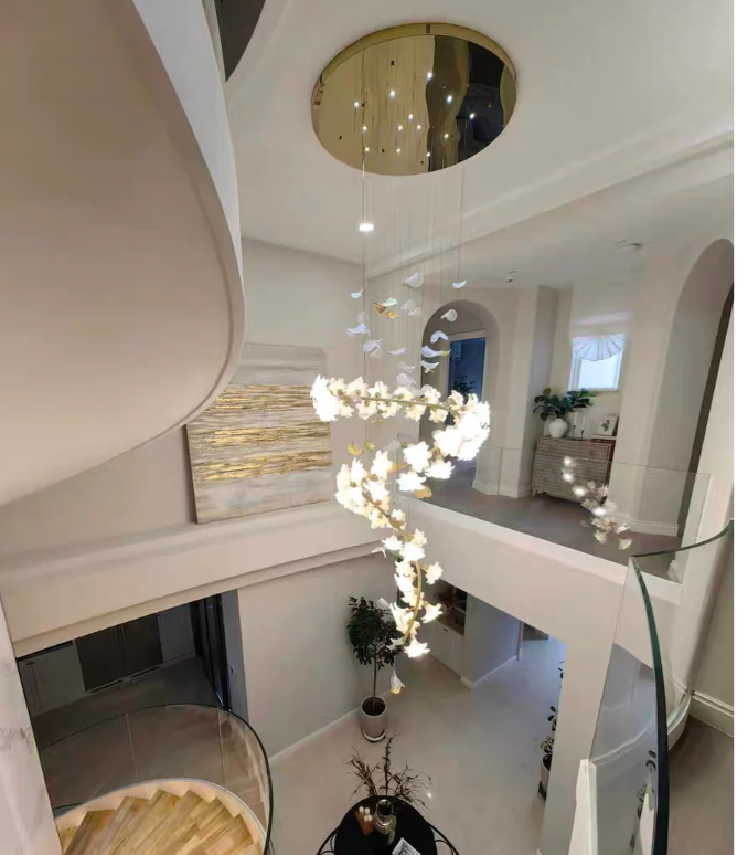 Art Design Brass Branch Ceramic Flower Chandelier