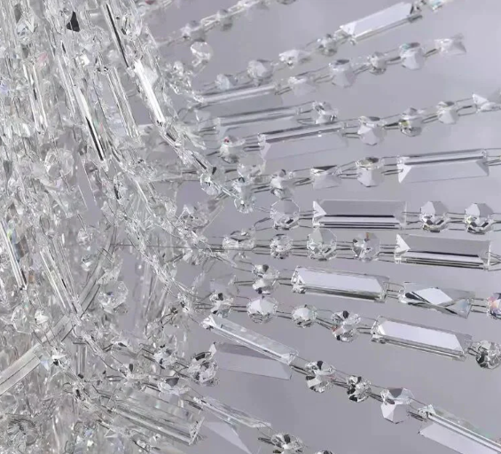 Oversized Art Designer Silver Crystal Long Ceiling Column Waterfall Chandelier