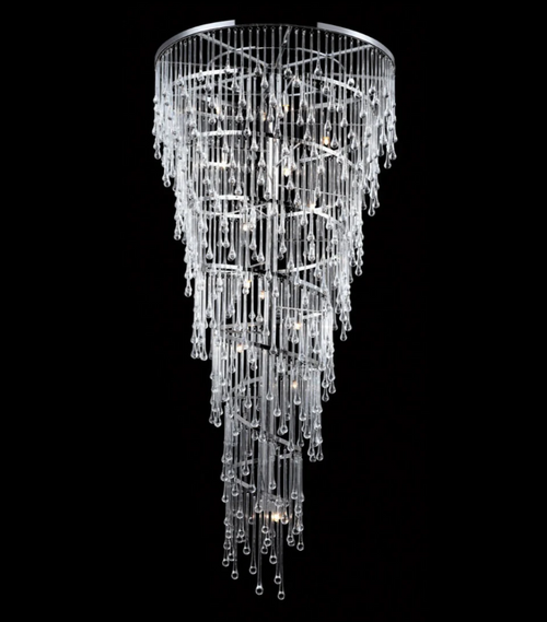 Extra Large Spiral Raindrop Chandelier for High Ceiling