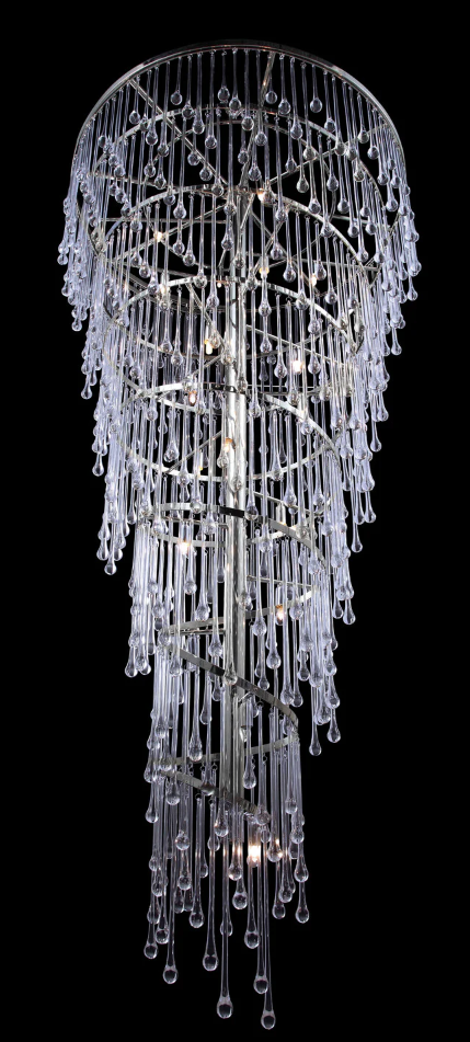 Extra Large Spiral Raindrop Chandelier for High Ceiling