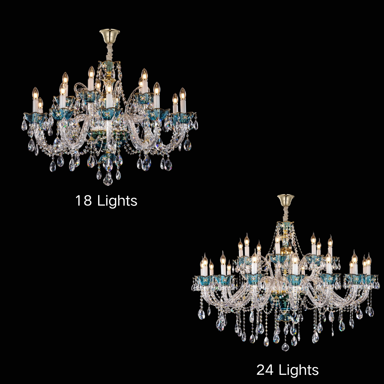 French Romantic Blue Crystal Designer Chandelier Modern Art Candle Branch Light Fixture for Bedroom/Living Room/Dining Room