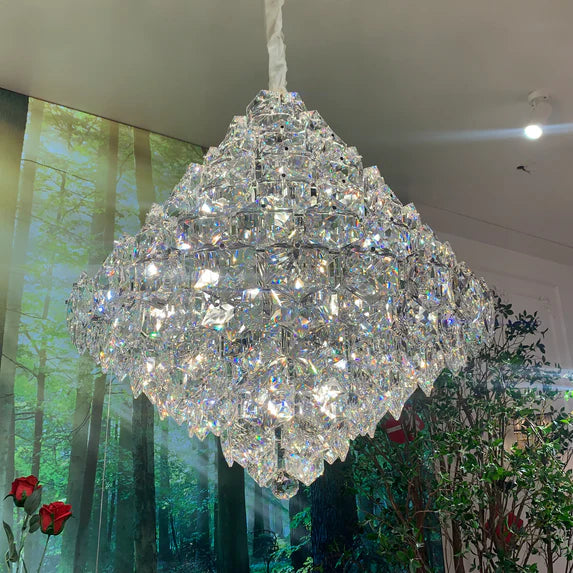 Lampadario di cristallo di lusso a forma di cono per soggiorno/camera da letto/bagno