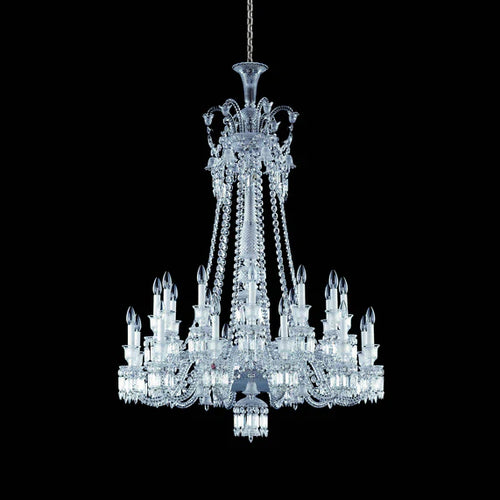 Lustre en cristal léger et luxueux, version longue, à plusieurs niveaux, idéal pour les pièces à haut plafond ou les salons