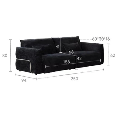 Scandinavian Medieval Style Simple 3/4 Seater Chenille Straight Sofa