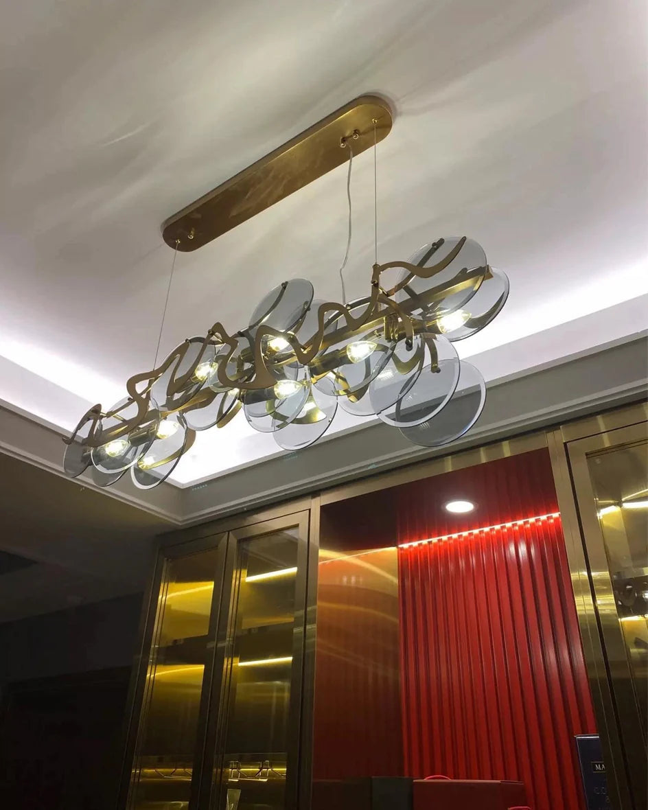 Lampadario a grappolo rotondo in vetro minimalista di lusso postmoderno per sala da pranzo/soggiorno/camera da letto
