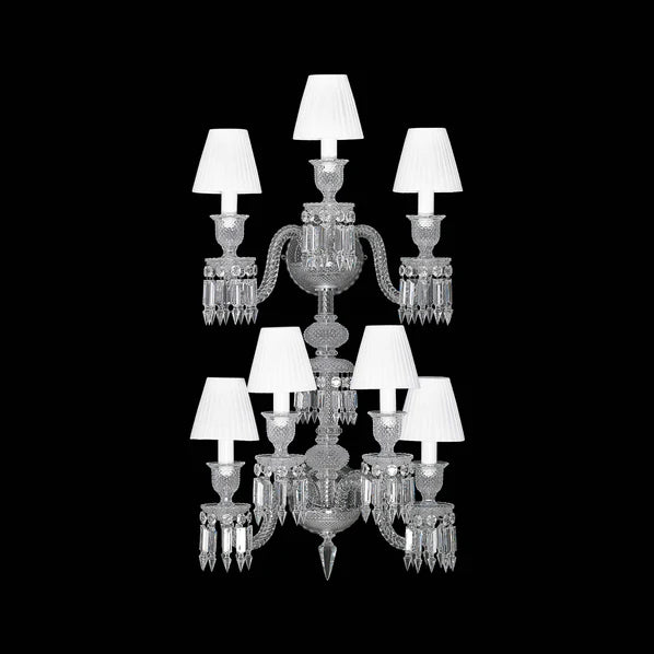 Applique murale de luxe en cristal transparent à 7 bougies