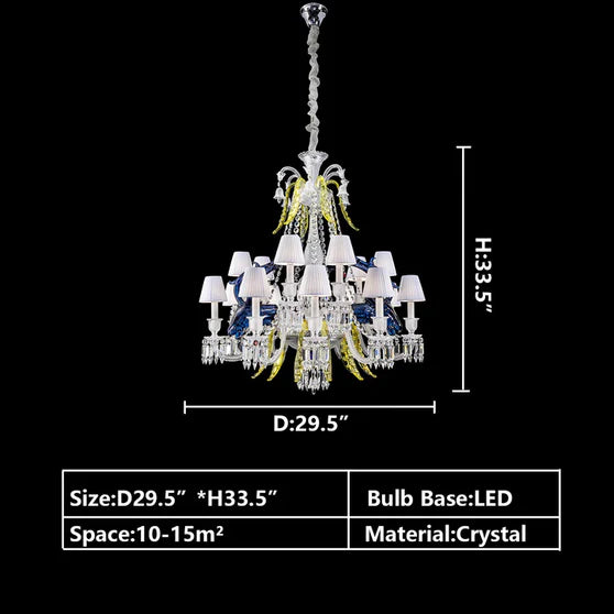 Traditional Colorful Candle Branch Blue Deer Crystal Chandelier for Living Room/Dining Room