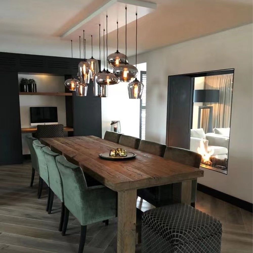 Smoky Gray Glass Chandelier for cafe and dining room