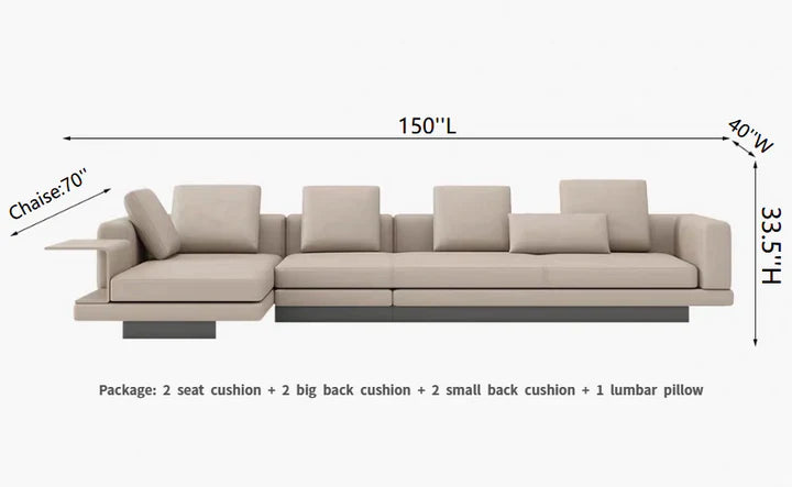 Modern Style Sectional Sofa with Floating Shelf