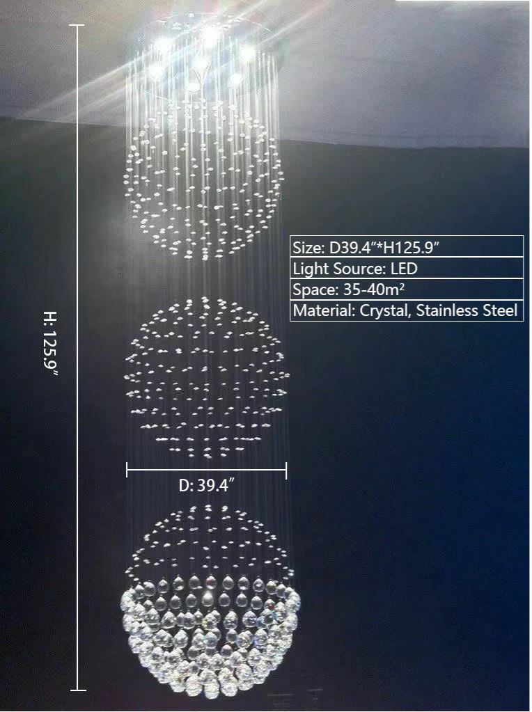 Lustre extra-long moderne et artistique en duplex rotatif