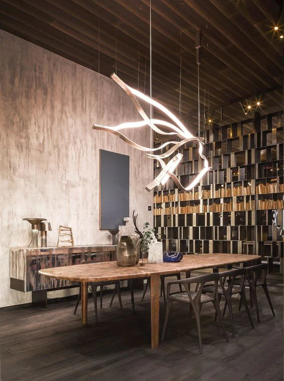 Modern Simple Aluminum Waving Chandelier for Living/Dining Room/Kitchen Island