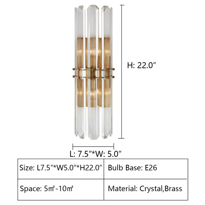 Creative Modern Brass Clear Crystal Wall Light for Bedside/Bathroom/Dining Room/Hallway