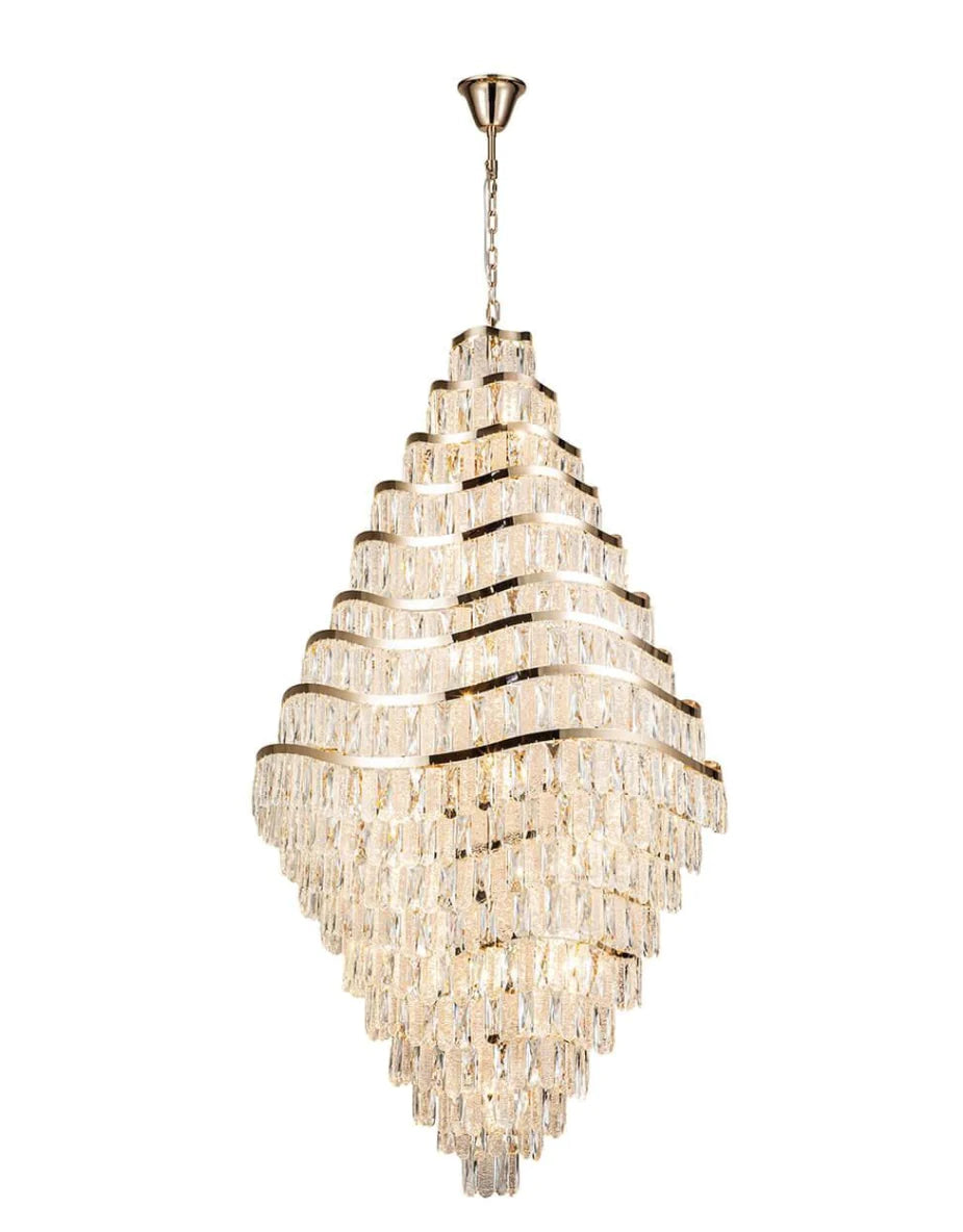 Nuovo lampadario di cristallo di lusso a più livelli ondulato per il soggiorno