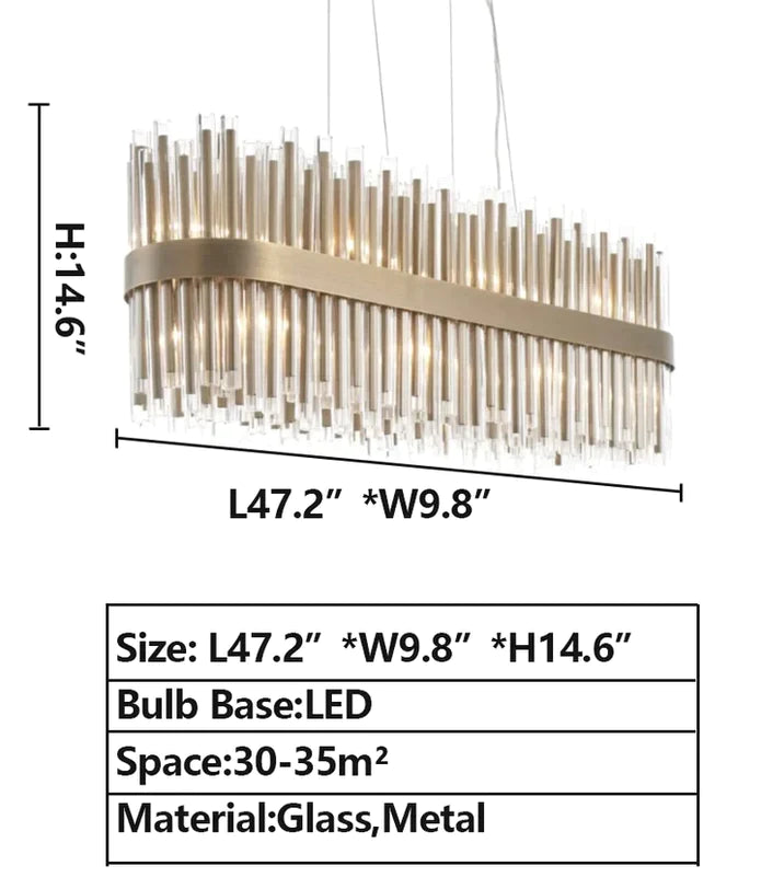 Lampadario rettangolare Lucian Tubes