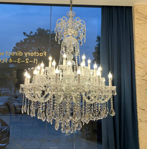 Lampadario di lusso in cristallo trasparente classico per atrio/scala/ingresso/corridoio