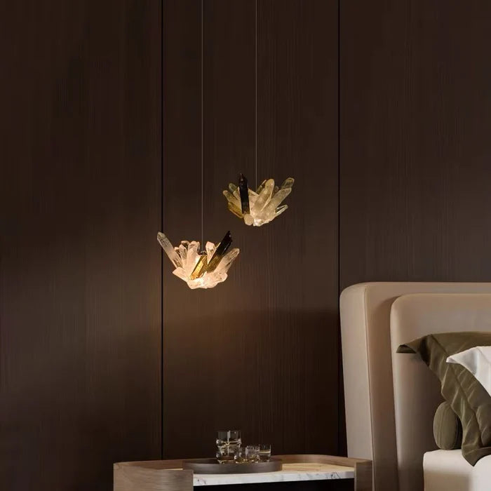 Suspension moderne en cristal naturel pour table de chevet/îlot de cuisine