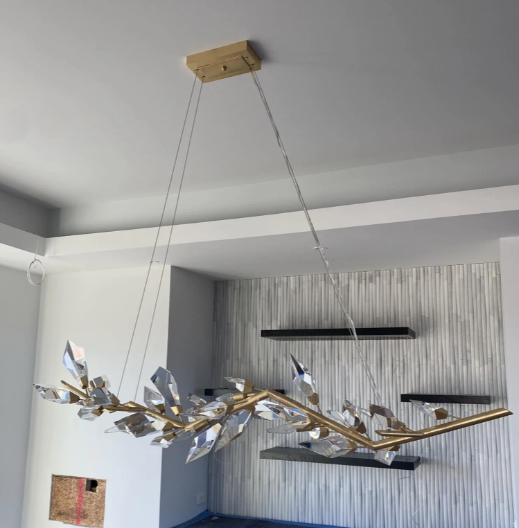 Modern Luxury Linear Handcrafted Crystal Chandelier for Dining Room