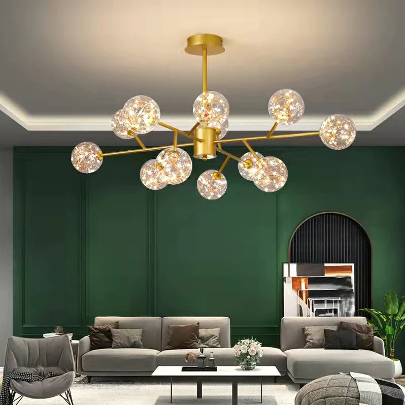 Lampadario moderno Starlight per soggiorno, lampada da soffitto Magic Beans, lampada molecolare per sala da pranzo