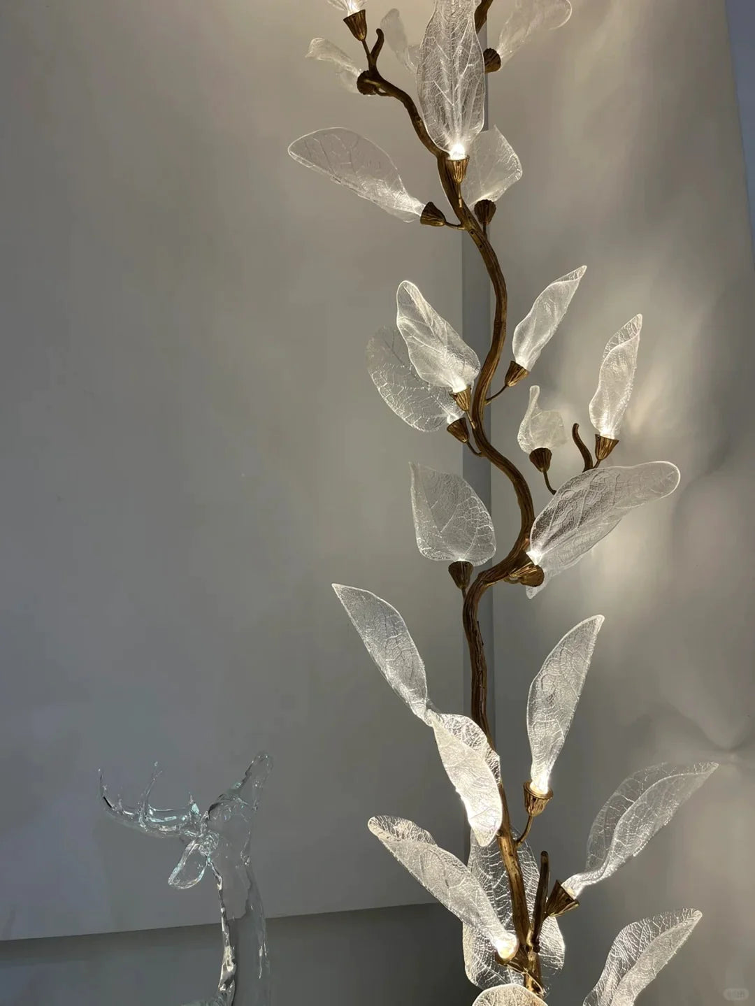 Lustre créatif en résine bionique à feuilles pour salon/salle à manger/escalier