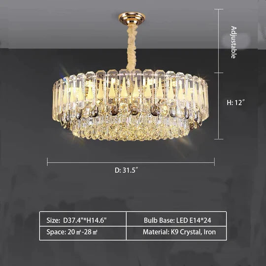 Lustre à plusieurs niveaux en cristal transparent surdimensionné, idéal pour le salon, la salle à manger ou la chambre à coucher