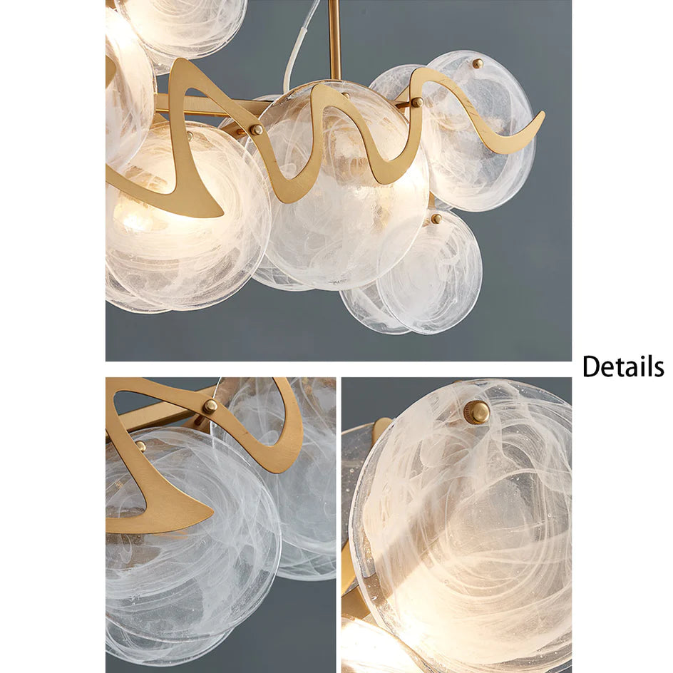 Lampadario a grappolo rotondo in vetro minimalista di lusso postmoderno per sala da pranzo/soggiorno/camera da letto
