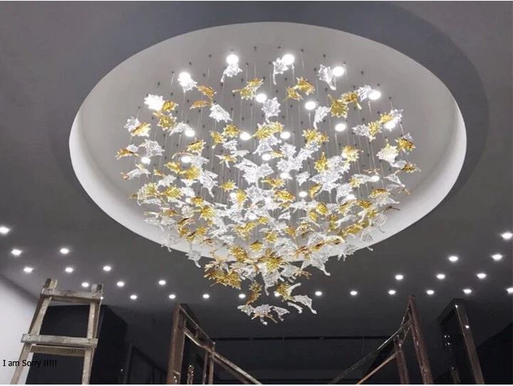 Lampada semplice in vetro a forma di foglia d'acero per hall di hotel, reparto vendite, sala banchetti