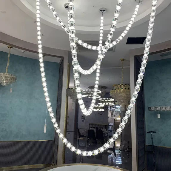 Lampadario moderno a catena in cristallo con proiettile per soggiorno/scala/atrio/hotel/ristorante