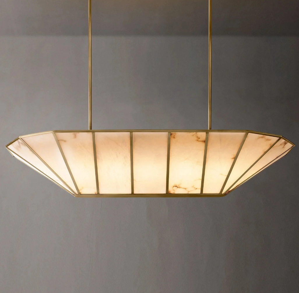 Modern Linear Alabaster Chandelier for Dining Room
