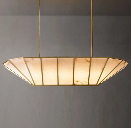 Modern Linear Alabaster Chandelier for Dining Room