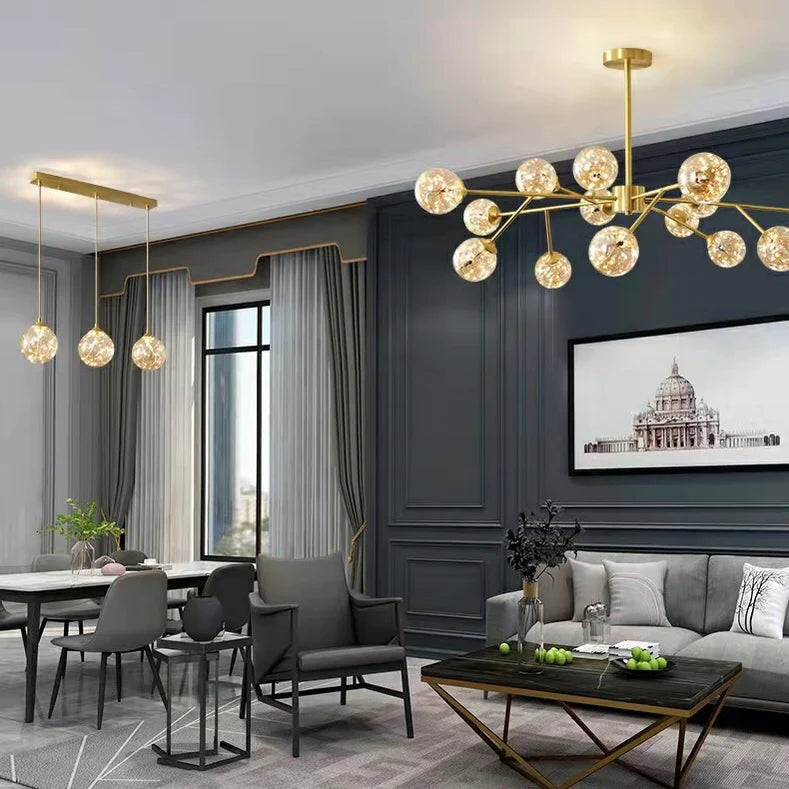 Lampadario moderno Starlight per soggiorno, lampada da soffitto Magic Beans, lampada molecolare per sala da pranzo