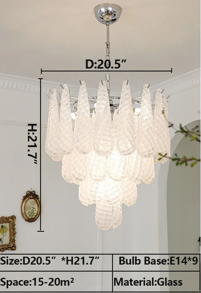 Lampadario a goccia multistrato con motivo a quadri bianchi per soggiorno/camera da letto