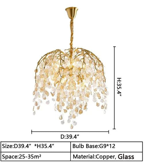 Lustre idyllique en feuilles de verre