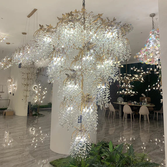 Lampadario di cristallo di lusso a forma di albero